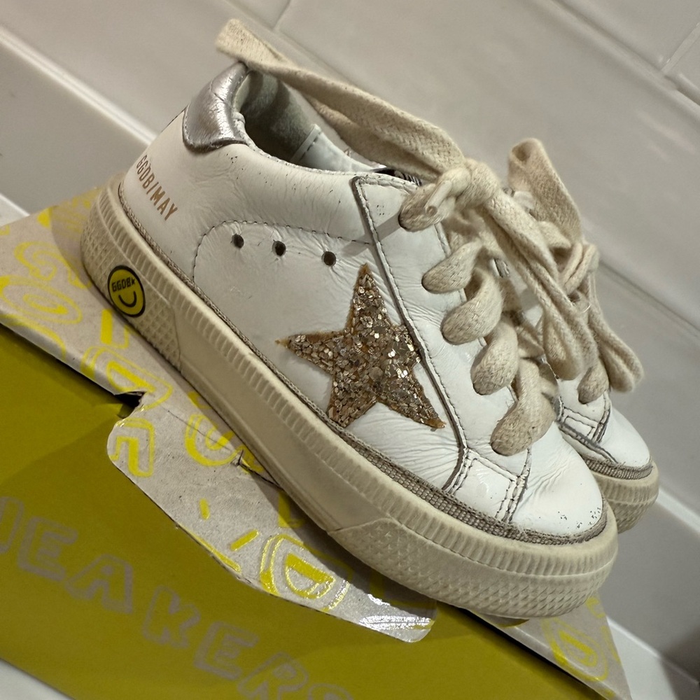Golden Goose White and Gold Sneakers